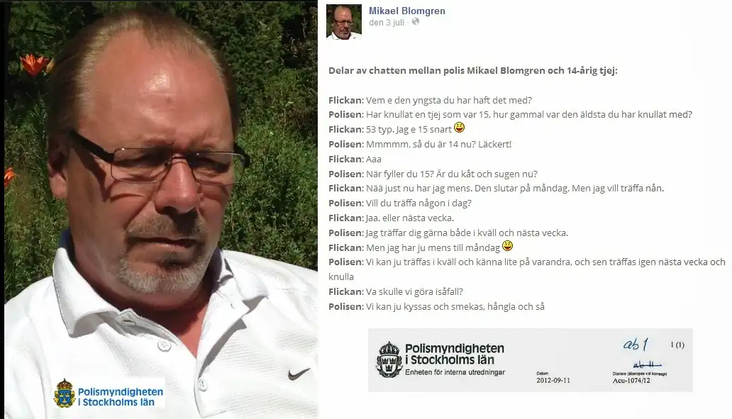 Mikael Blomgren Pedofil Polis Groming Natpedofil Valdtaktsman
